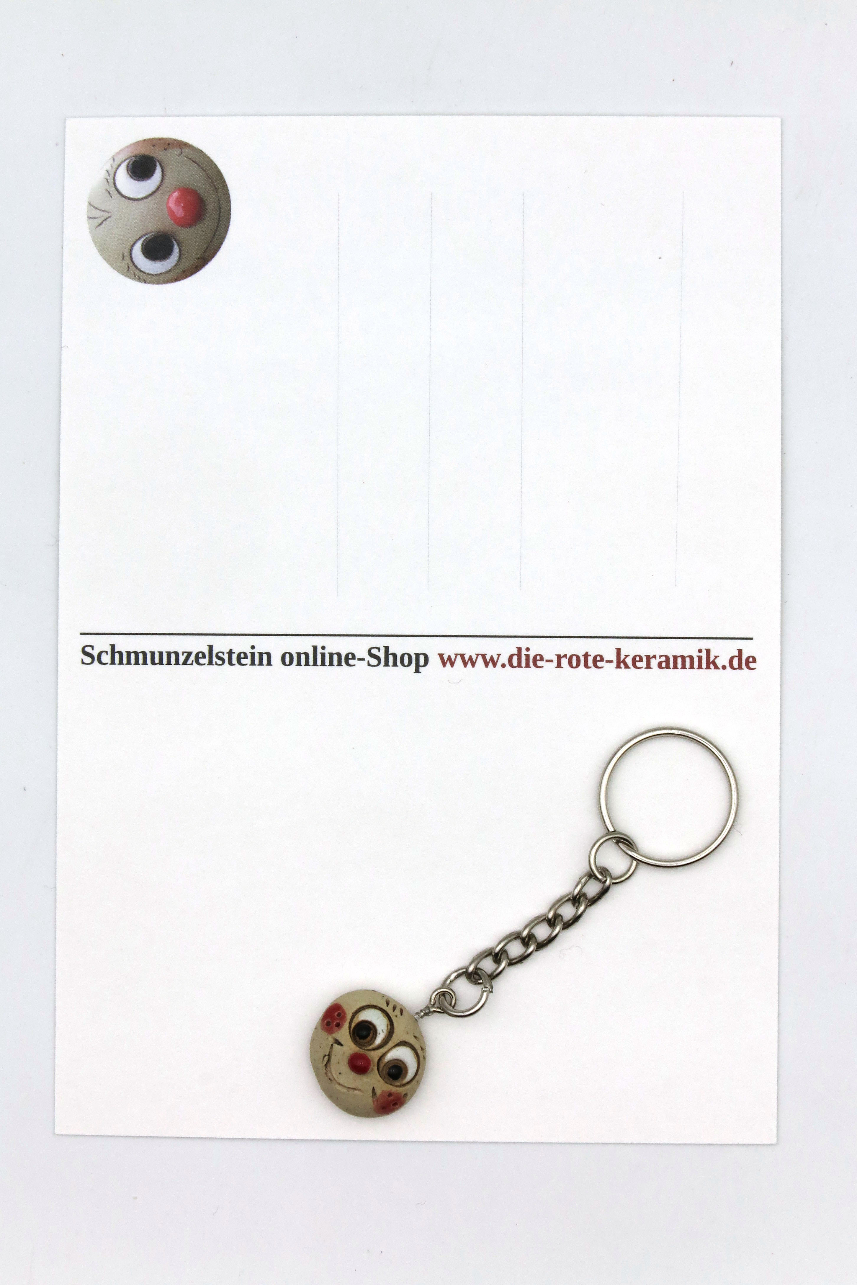 Schmunzelstein Schlüsselanhänger mit Spruch-Postkarte in Größe S/ 1,5cm