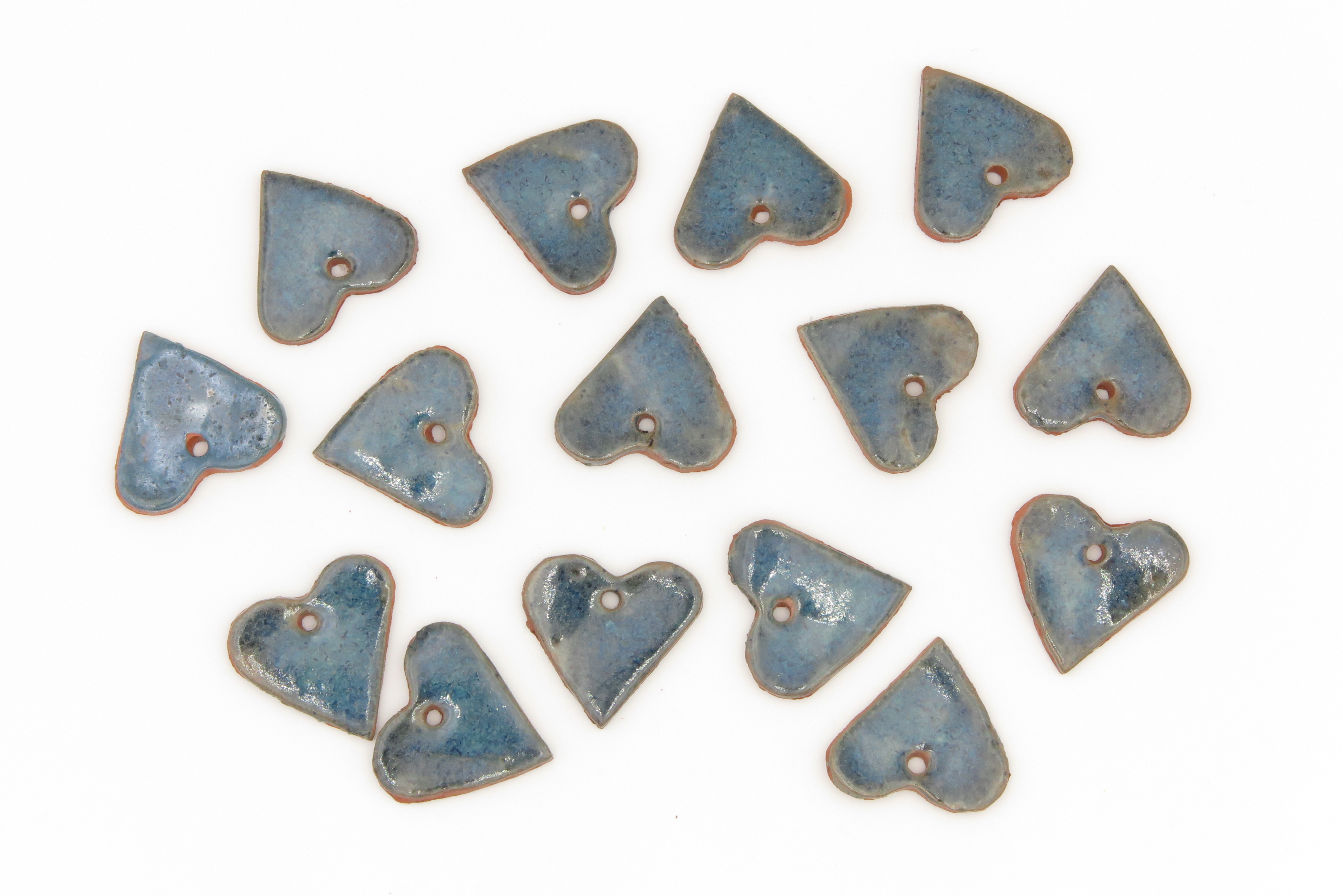 Herzchen Keramik Geschenk Anhänger  15 Stück blau/S  3cm