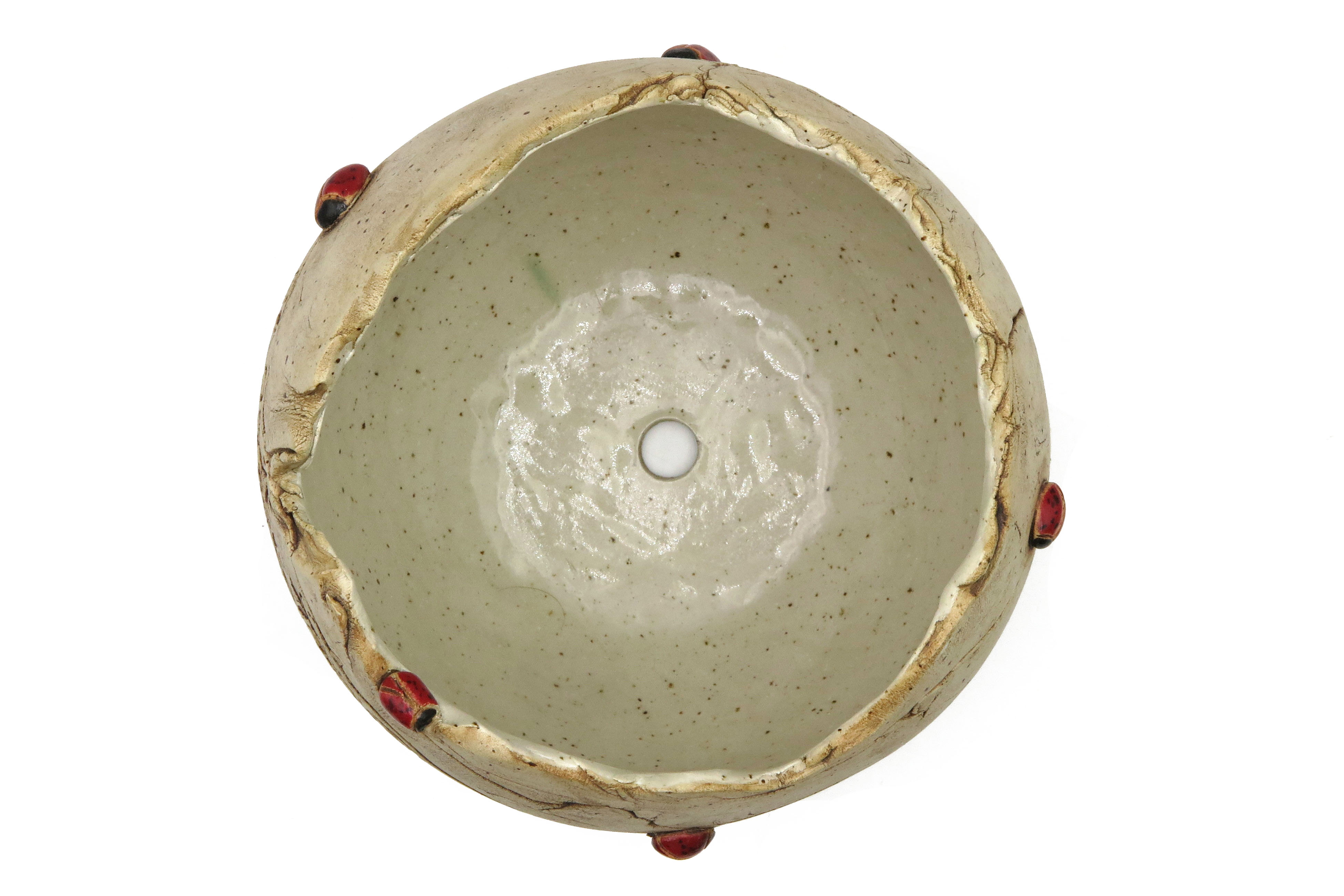 Premium-Keramik Übertopf Pflanzgefäß mit Glückskäfern/ M 16cm