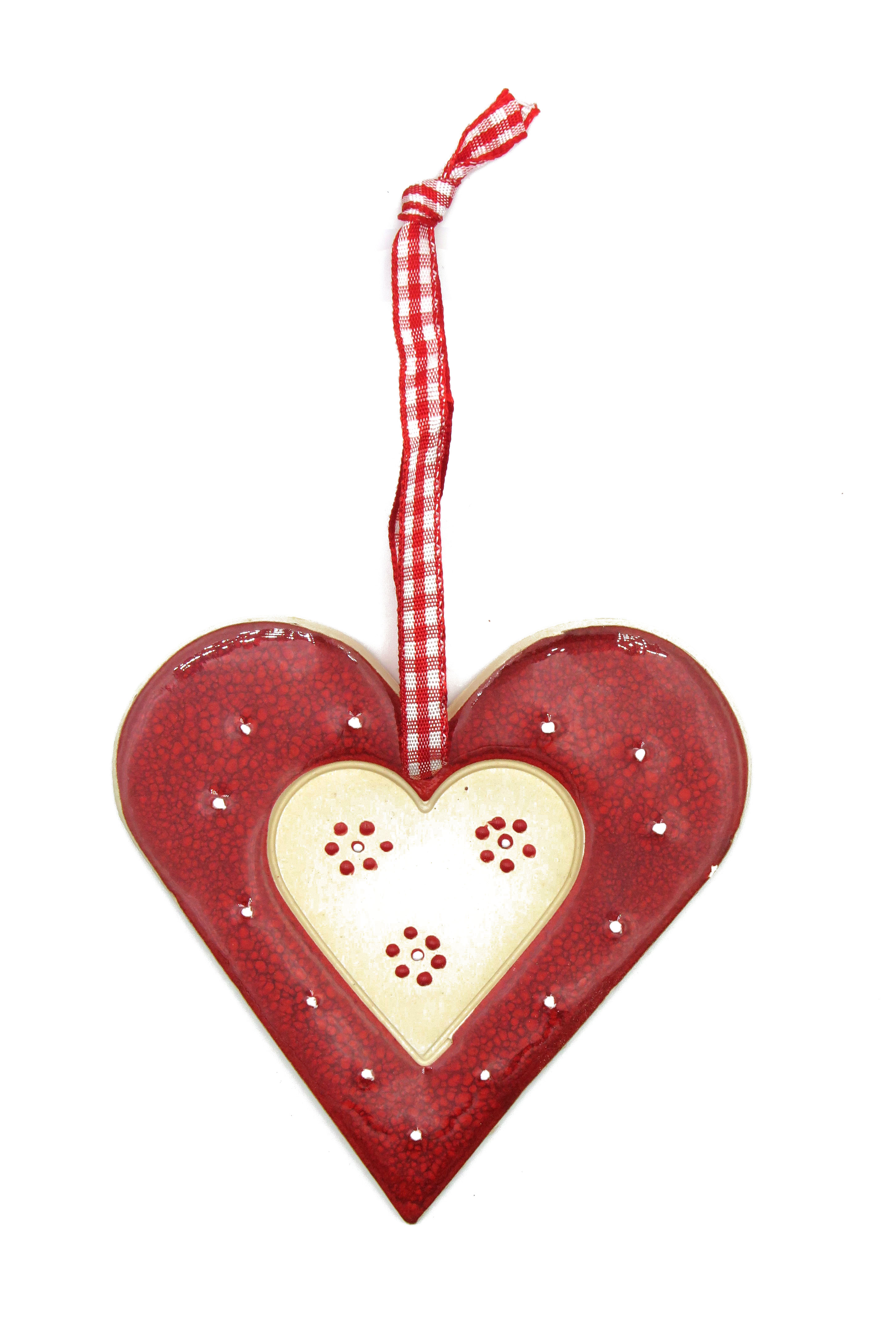 Herz Keramik Geschenk Anhänger rot/ L 9cm
