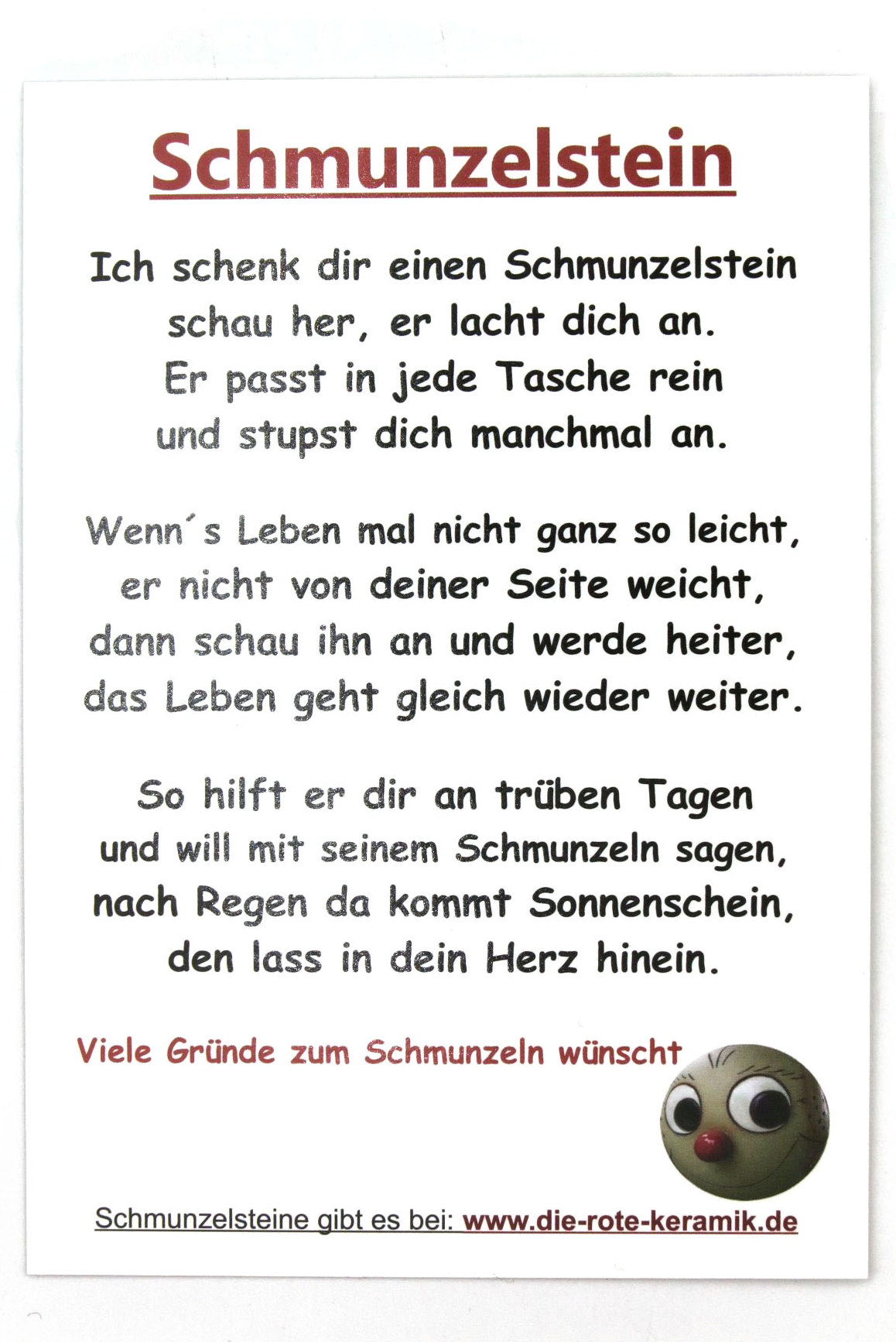 Schmunzelstein-Pärchen Glücksbringer mit 2 Spruch-Postkarten Größe L/ 5cm